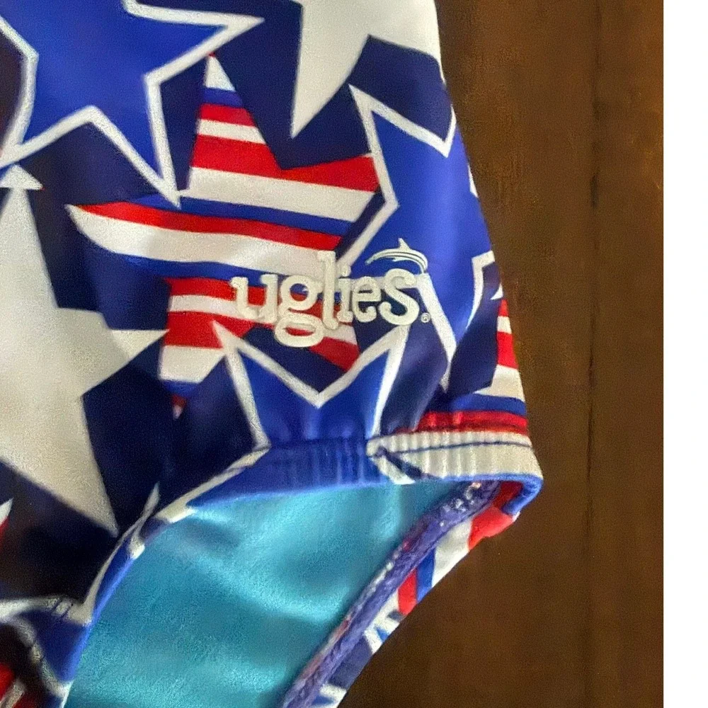 Dolfin Uglies Kids Patriotic Stars Stripes One Piece Swimsuit Red White Blue